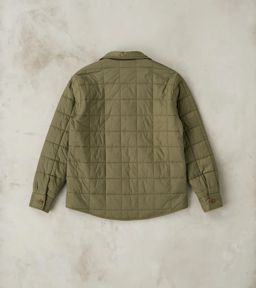 Hebron 796 Reversible Naval Shirt Jacket - Olive Washed Wool Flannel & Quilted Satin sold by Division Road product image thumbnail 4