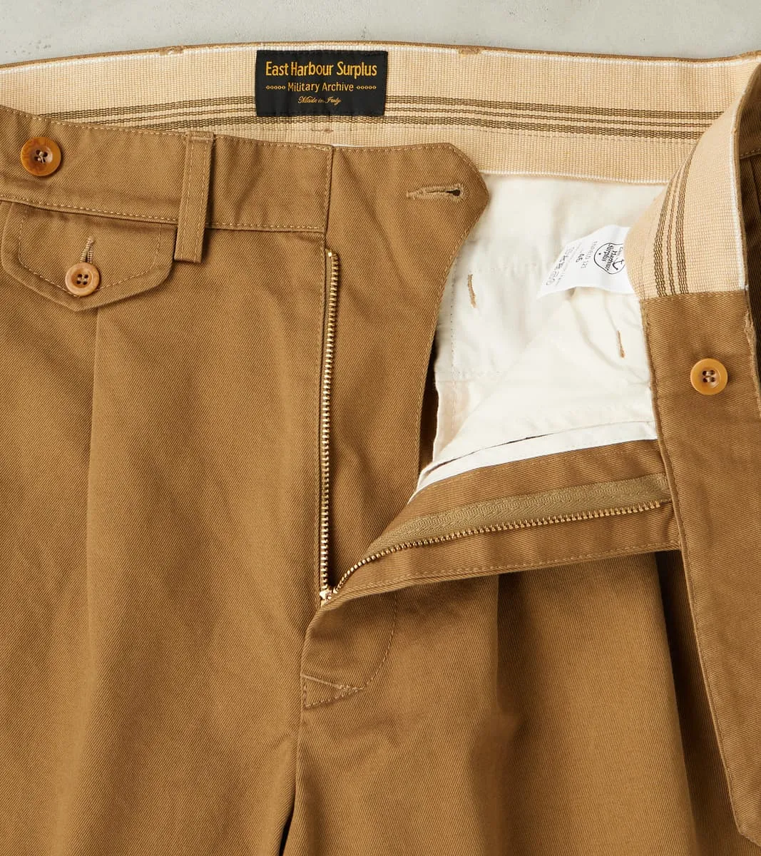 Enfield 121 Chino Trouser - Pleated Tapered - Beige Twill sold by Division Road product image thumbnail 5