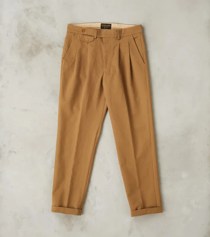 Enfield 121 Chino Trouser - Pleated Tapered - Beige Twill sold by Division Road