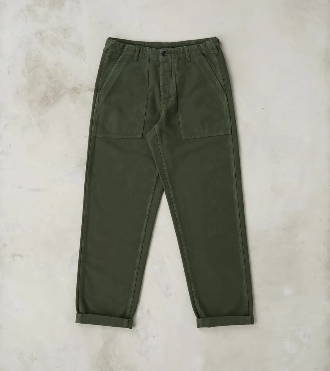 New Fatigue Trouser - Forest Green Garment Dyed Moleskin sold by Division Road