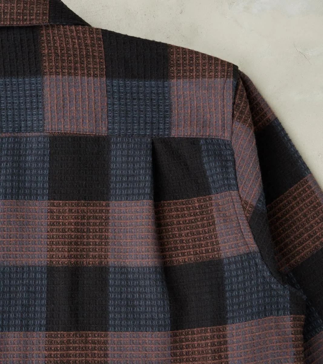 Japanese Brushed Waffle Dobby Check LS Camp - Black sold by Division Road product image thumbnail 4