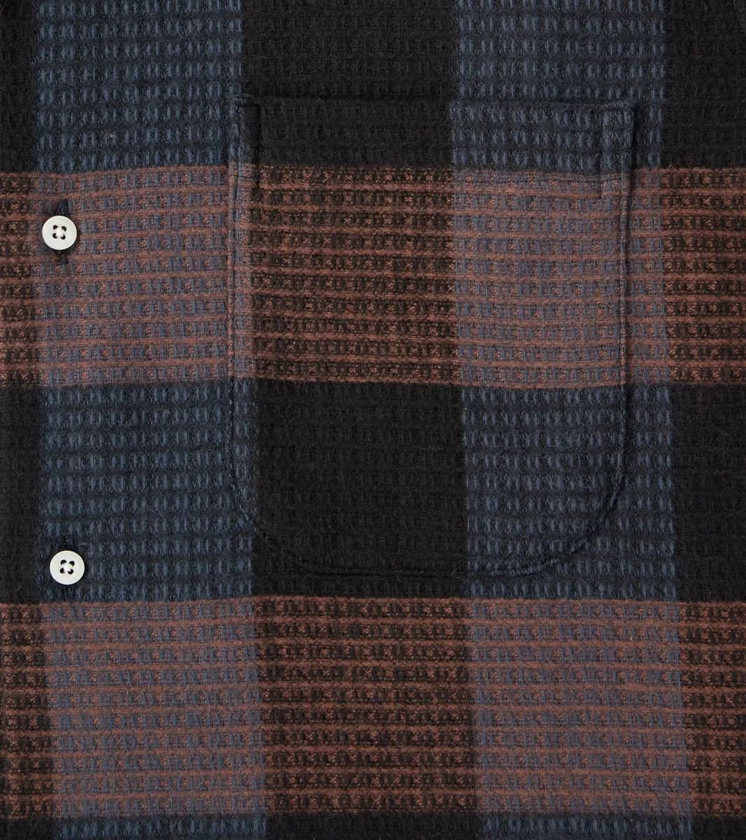 Japanese Brushed Waffle Dobby Check LS Camp - Black sold by Division Road product image thumbnail 5
