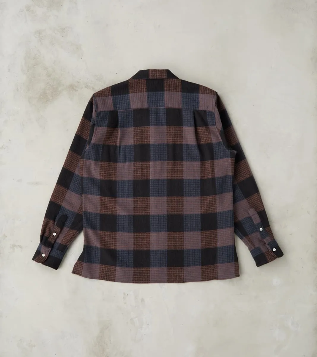 Japanese Brushed Waffle Dobby Check LS Camp - Black sold by Division Road product image thumbnail 2