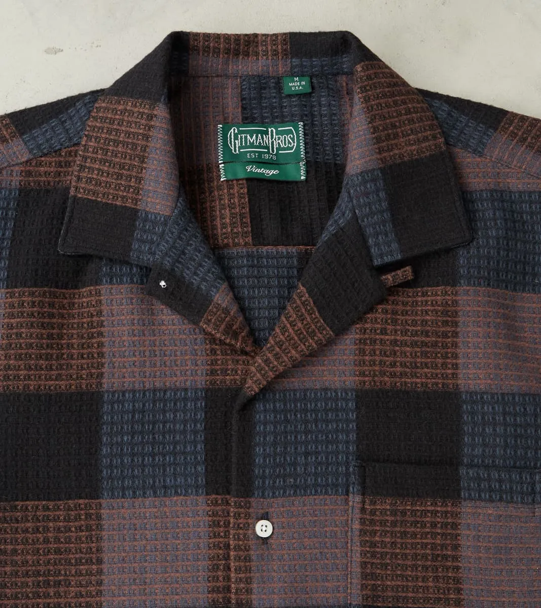 Japanese Brushed Waffle Dobby Check LS Camp - Black sold by Division Road product image thumbnail 3