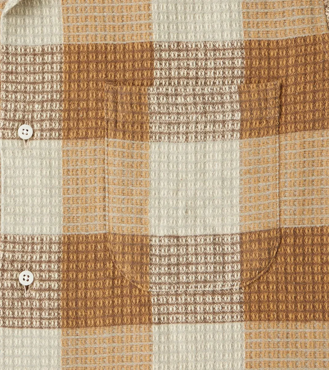 Japanese Brushed Waffle Dobby Check LS Camp - Tan sold by Division Road product image thumbnail 5