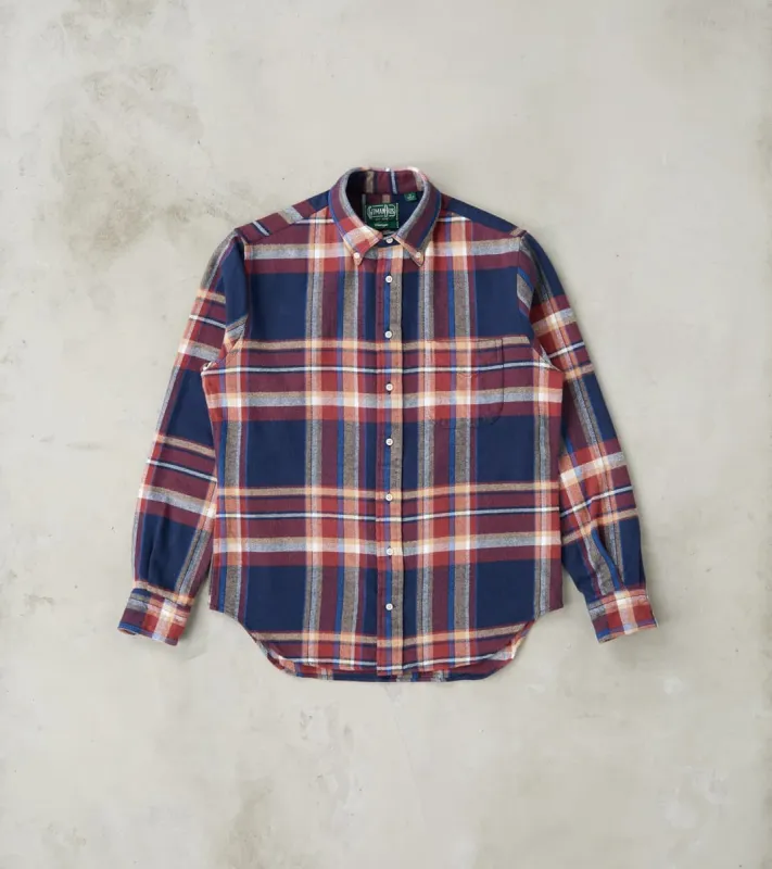 Brushed Winter Madras Check Flannel - Navy & Brick sold by Division Road