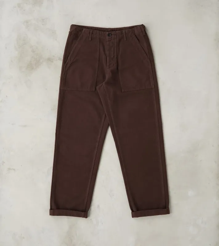 New Fatigue Trouser - Dark Brown Garment Dyed Moleskin sold by Division Road