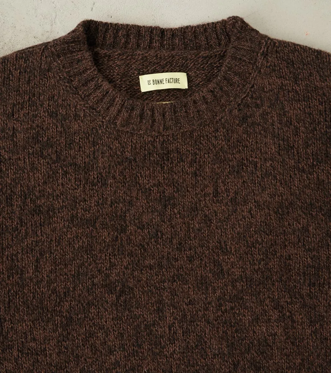 Italian Brushed Wool Shaggy Sheep Crewneck Jumper - Heathered Bark Brown sold by Division Road product image thumbnail 3