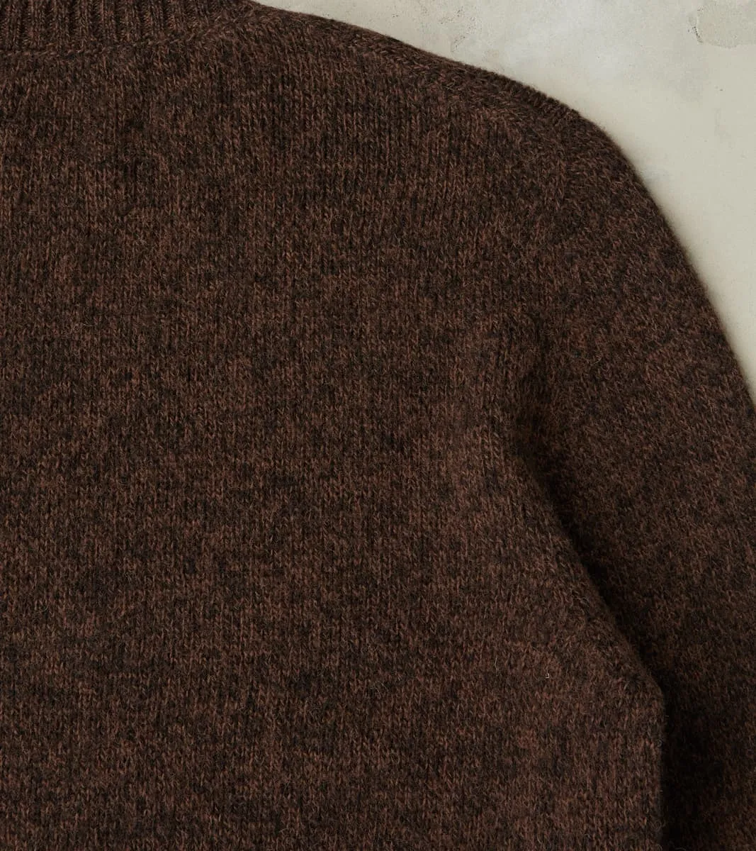 Italian Brushed Wool Shaggy Sheep Crewneck Jumper - Heathered Bark Brown sold by Division Road product image thumbnail 4