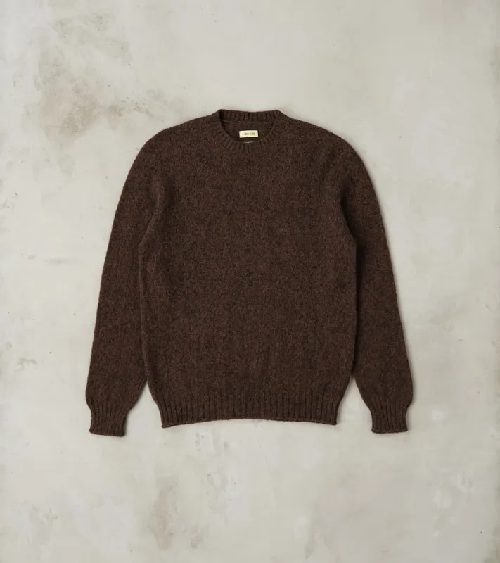 Italian Brushed Wool Shaggy Sheep Crewneck Jumper - Heathered Bark Brown sold by Division Road