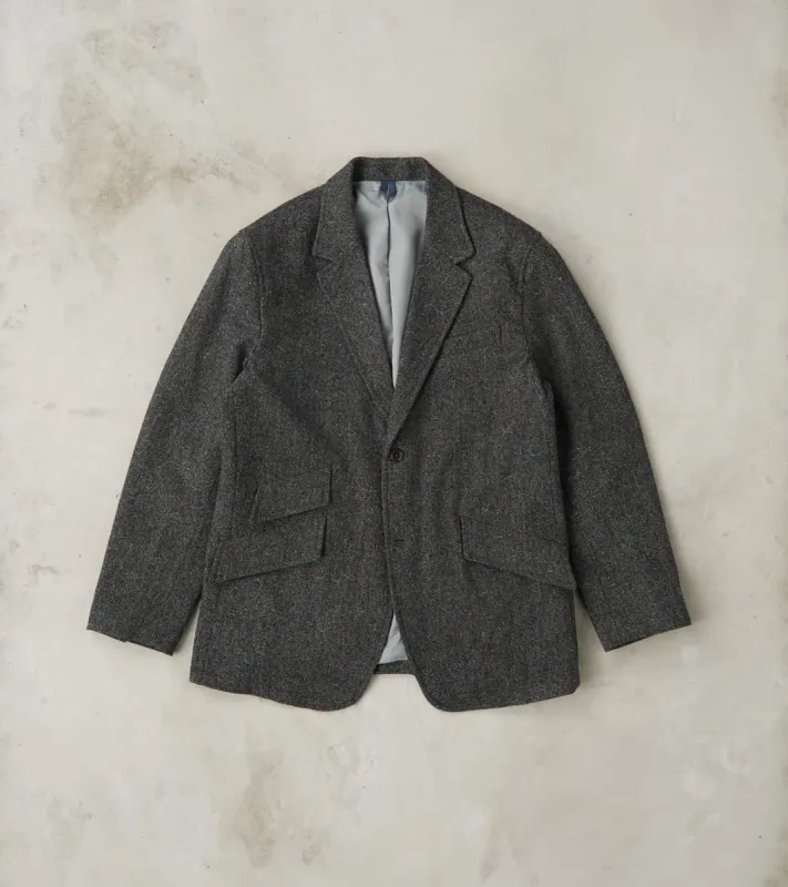 Single Breasted 2-Button Jacket - Neps Virgin Wool Tweed Cloth - Gray sold by Division Road