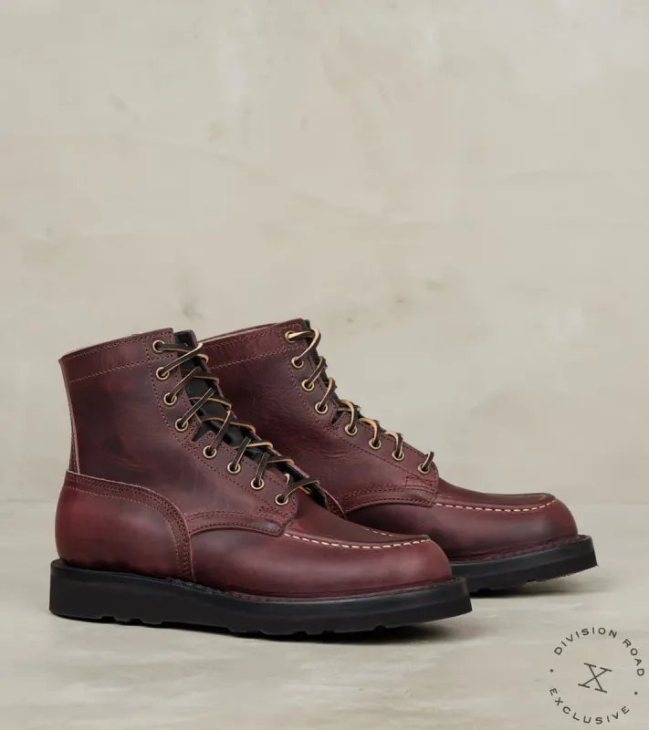 Black Cherry Workman Moc - HNW - Nicks Christy - Horween Color 8 Cypress sold by Division Road