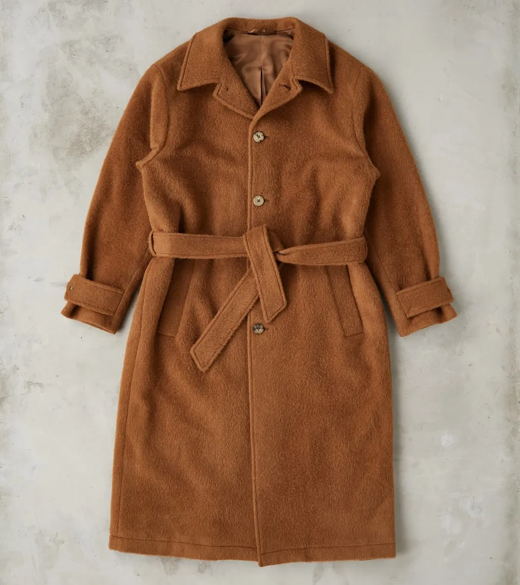Italian Wool Alpaca Mohair Cloth Overcoat - Pecan sold by Division Road