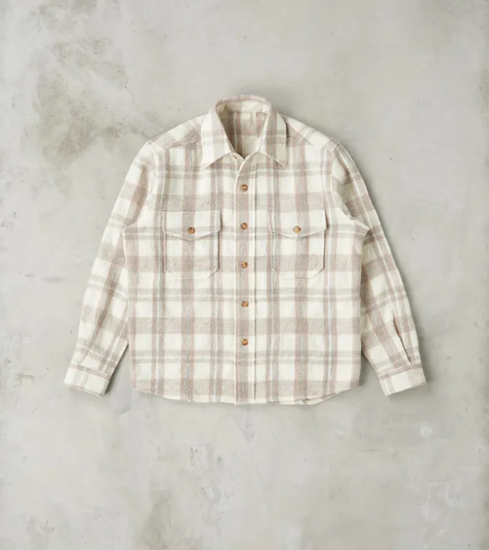Kenny Overshirt - Cream Grey Tartan Wool Twill sold by Division Road