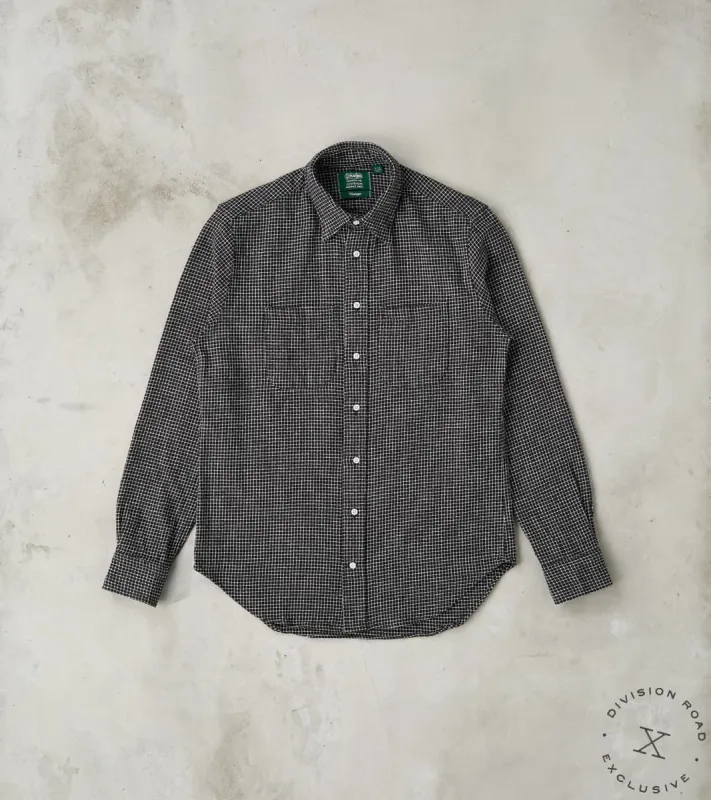 Japanese Old Slub Checked Twill Camper - Black sold by Division Road