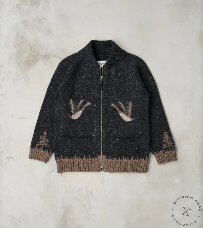 Peruvian Wool Knit Goose Zip Cardigan - Charcoal sold by Division Road