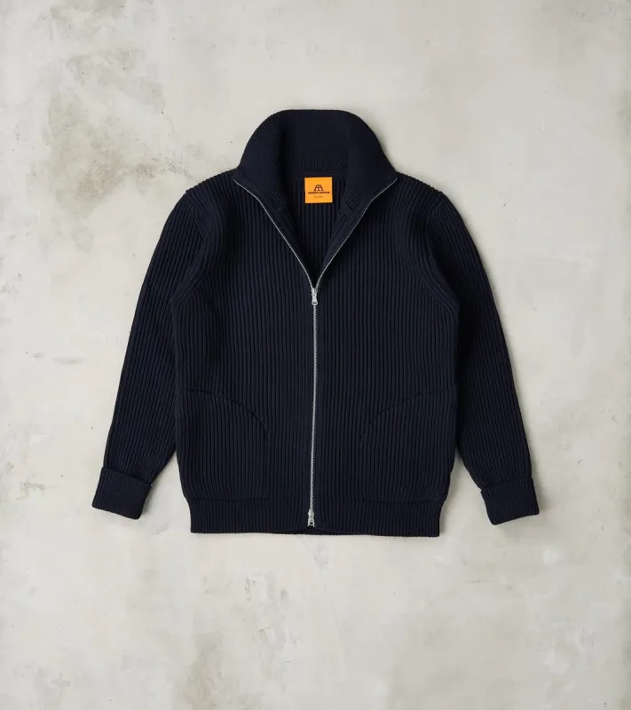 Navy Full Zip Pocket Sweater - Navy sold by Division Road