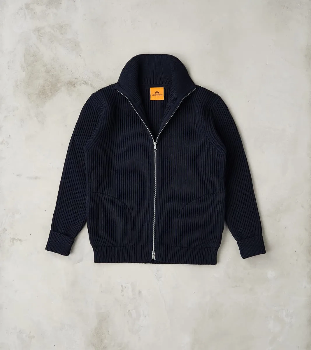 Navy Full Zip Pocket Sweater - Navy sold by Division Road