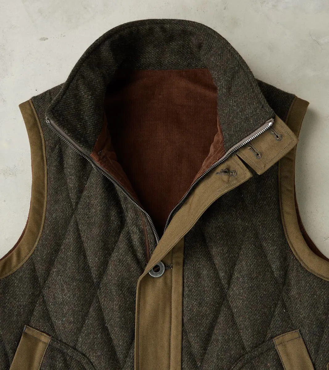 French Fencing Hunt Vest - Fox Brothers® Dark Olive Tweed Twill sold by Division Road product image thumbnail 5