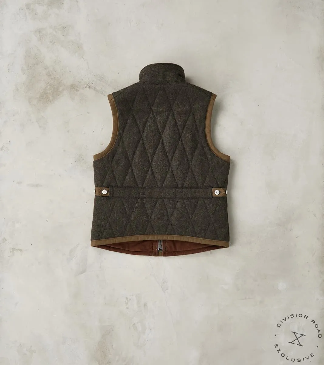 French Fencing Hunt Vest - Fox Brothers® Dark Olive Tweed Twill sold by Division Road product image thumbnail 2