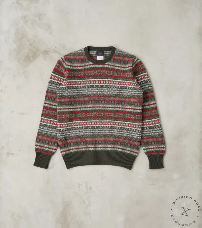 Fair Isle Lambswool Crewneck - Festive Forest sold by Division Road