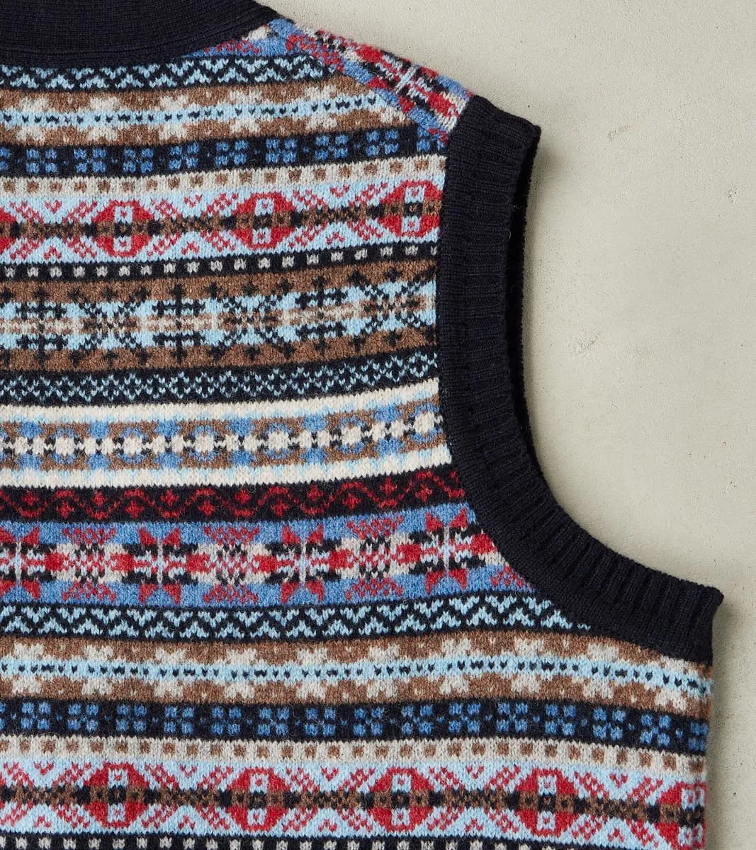Oxford Fair Isle Lambswool Vest - Collegiate Blue sold by Division Road product image thumbnail 5