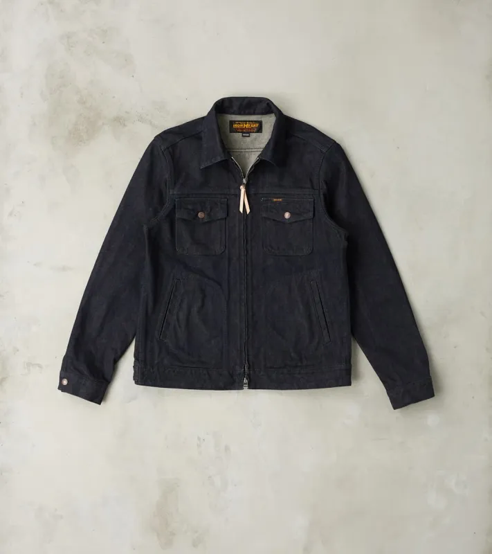 122J-IND - Work Jacket - 14oz Broken Twill Selvedge Denim Indigo made by Iron Heart