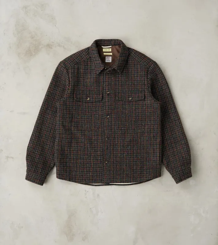 Harris Tweed Overshirt - Forest Navy Houndstooth Check made by Division Road