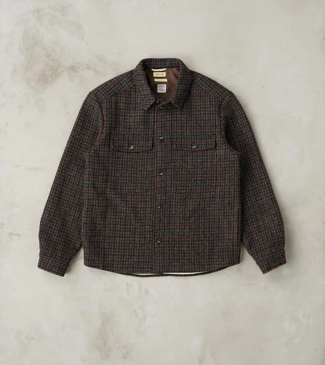 Harris Tweed Overshirt - Forest Navy Houndstooth Check sold by Division Road