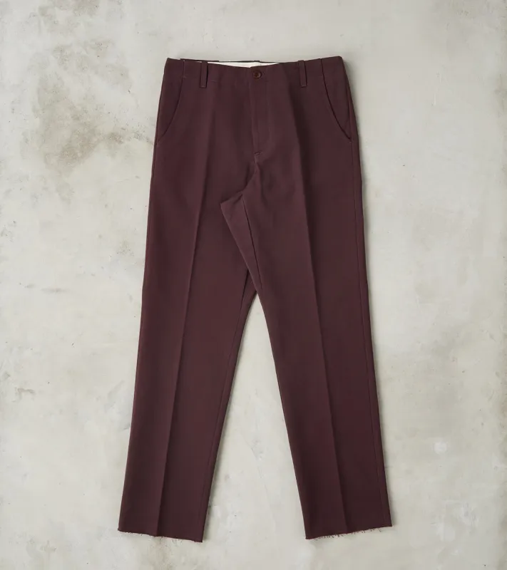 Hector TV Trouser - Bordeaux Cotton Twill Chino sold by Division Road