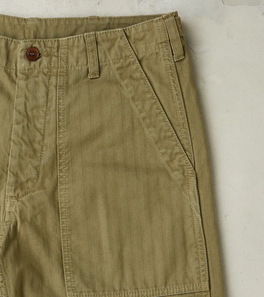 New Fatigue Trouser - Sage Herringbone Twill sold by Division Road product image thumbnail 4