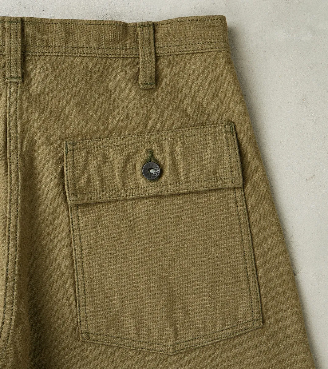 SJ52BP 15oz Selvedge Heavy Back Satin Olive Baker Pant - Regular Straight sold by Division Road product image thumbnail 3