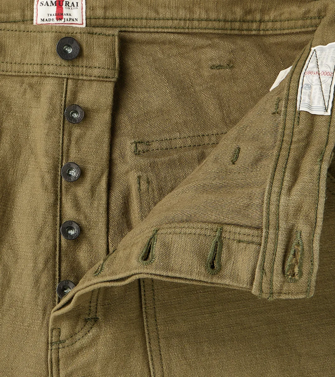 SJ52BP 15oz Selvedge Heavy Back Satin Olive Baker Pant - Regular Straight sold by Division Road product image thumbnail 5
