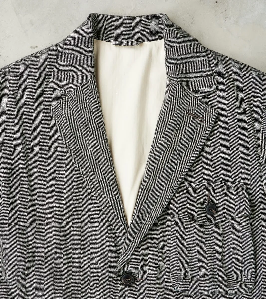 Chester 055 Field Blazer - Grey Cotton Linen Herringbone Twill sold by Division Road product image thumbnail 4