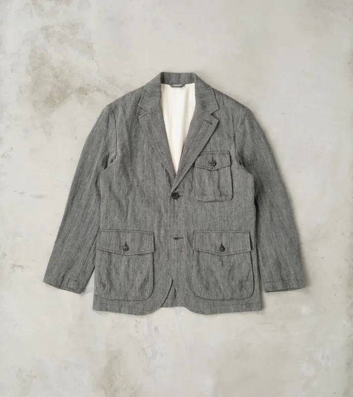 Chester 055 Field Blazer - Grey Cotton Linen Herringbone Twill sold by Division Road
