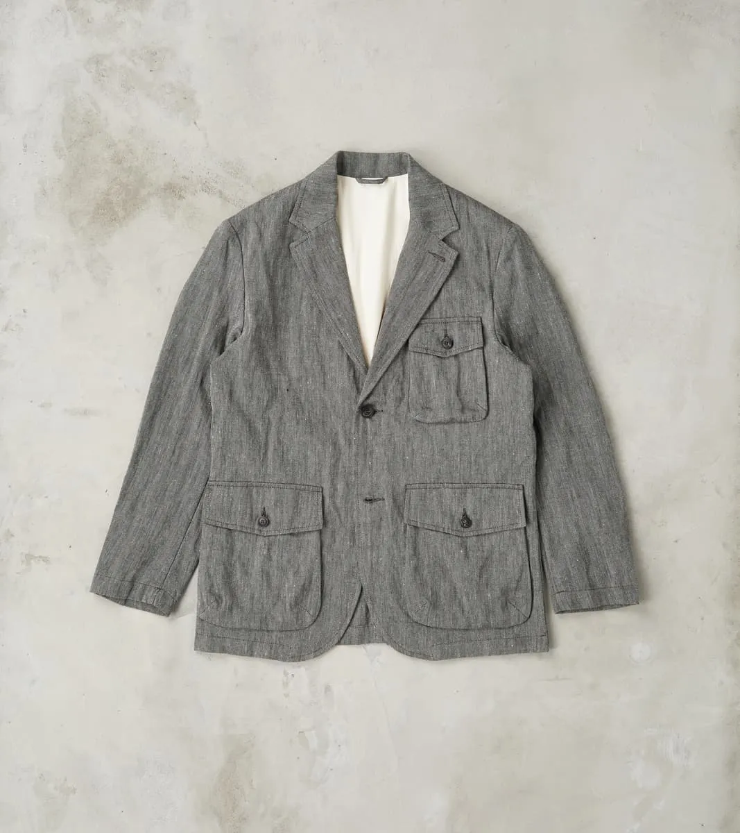 Chester 055 Field Blazer - Grey Cotton Linen Herringbone Twill sold by Division Road