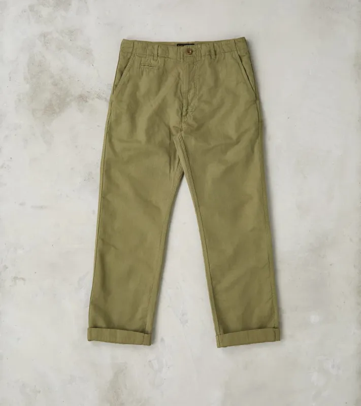 Axel 071 Chino Pant - Classic Tapered - Military Green Cotton Linen Canvas sold by Division Road