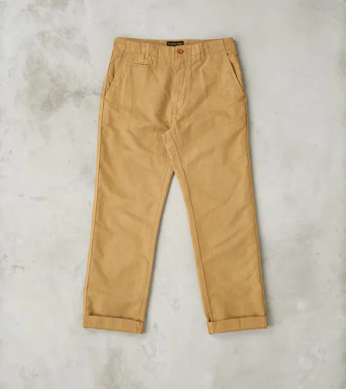 Axel 071 Chino Pant - Classic Tapered - Khaki Cotton Linen Canvas sold by Division Road