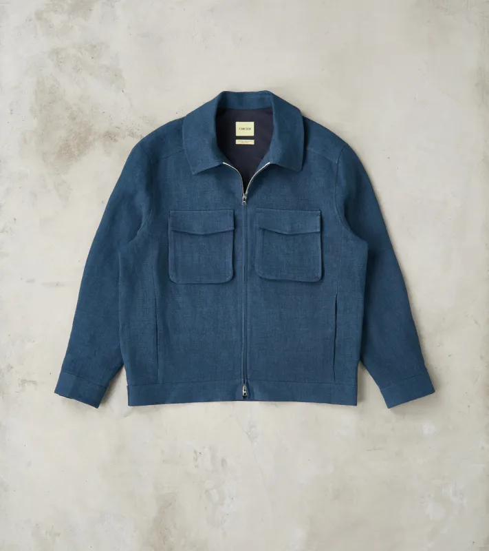Belgium Linen & Wool Student Jacket - Prussian Blue made by Division Road