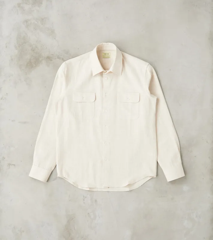 Japanese Cotton & Hemp Gabardine Twill Artist Shirt - Undyed sold by Division Road