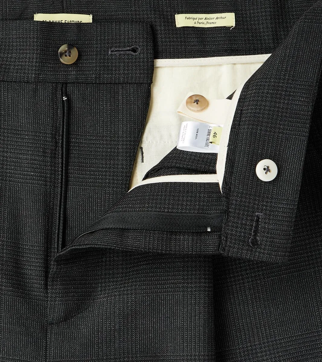 Italian Cold Wool Cloth Grandad Trouser - Anthracite Prince Of Wales Check sold by Division Road product image thumbnail 5