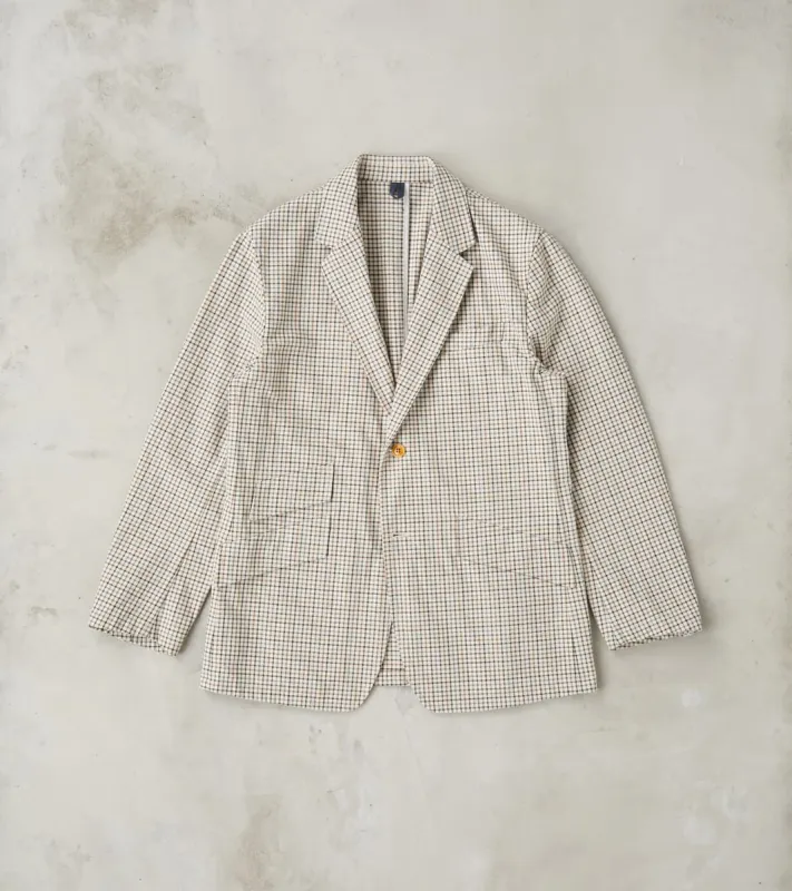 Single Breasted 2-Button Jacket - Smoky Plaid Cotton Twill Cloth - Tattersall made by Division Road