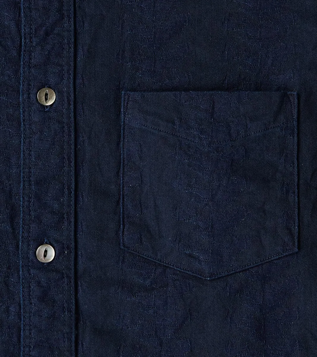SSS26-01W Indigo Dyed Sengen Jacquard Work Shirt sold by Division Road product image thumbnail 5