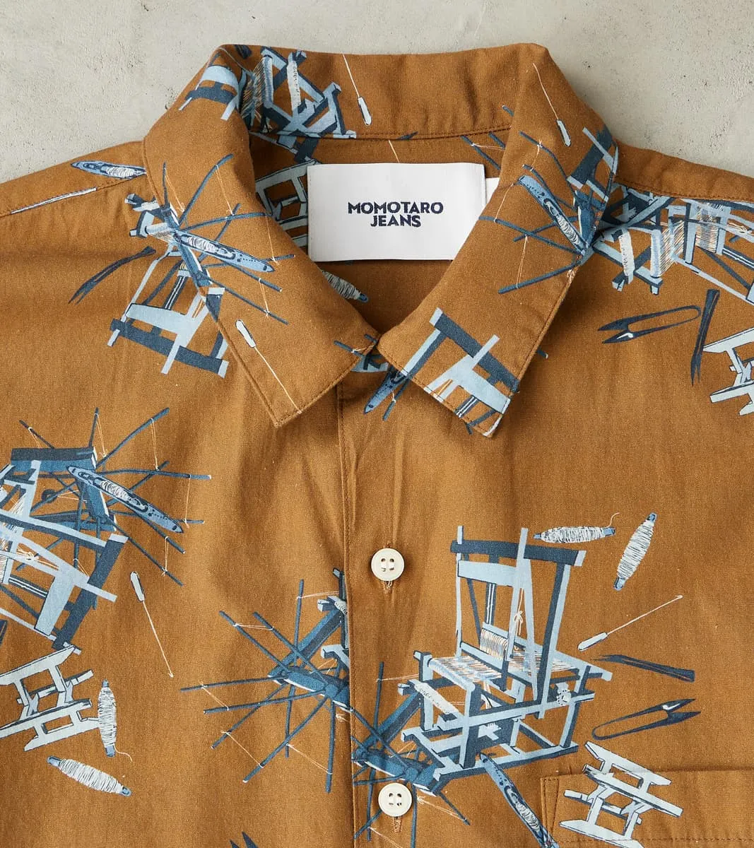 MMSS6004 - Cotton/Rayon Camp Shirt - Brown Shuttle Loom Print sold by Division Road product image thumbnail 4