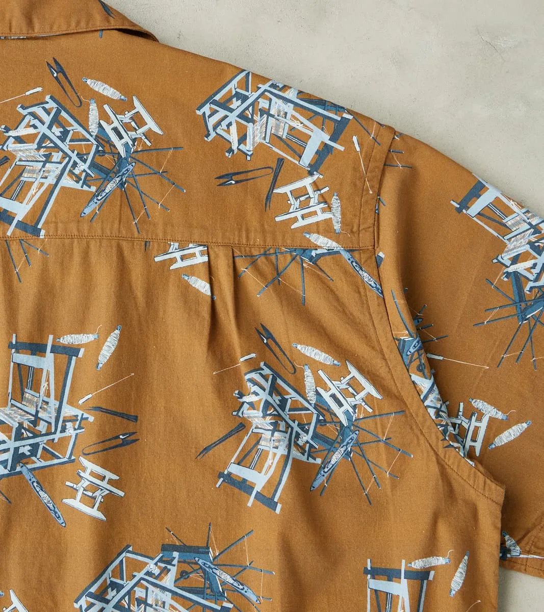 MMSS6004 - Cotton/Rayon Camp Shirt - Brown Shuttle Loom Print sold by Division Road product image thumbnail 5