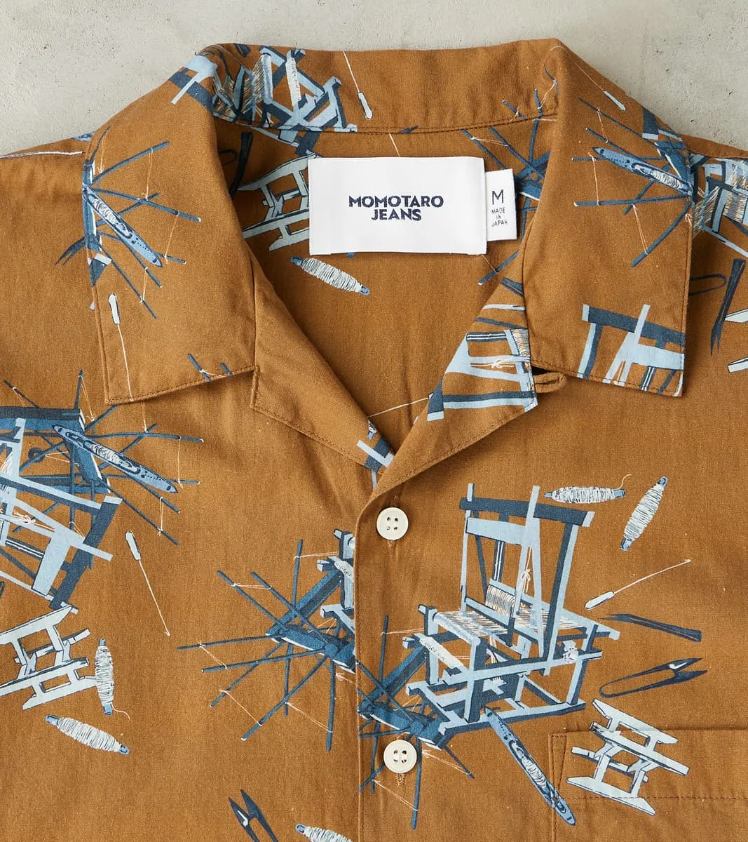 MMSS6004 - Cotton/Rayon Camp Shirt - Brown Shuttle Loom Print sold by Division Road product image thumbnail 3
