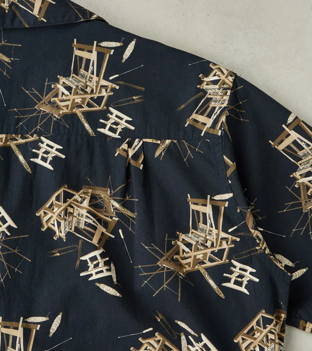 MMSS6004 - Cotton/Rayon Camp Shirt - Black Shuttle Loom Print sold by Division Road product image thumbnail 5