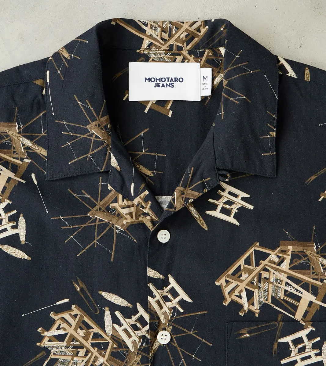 MMSS6004 - Cotton/Rayon Camp Shirt - Black Shuttle Loom Print sold by Division Road product image thumbnail 3