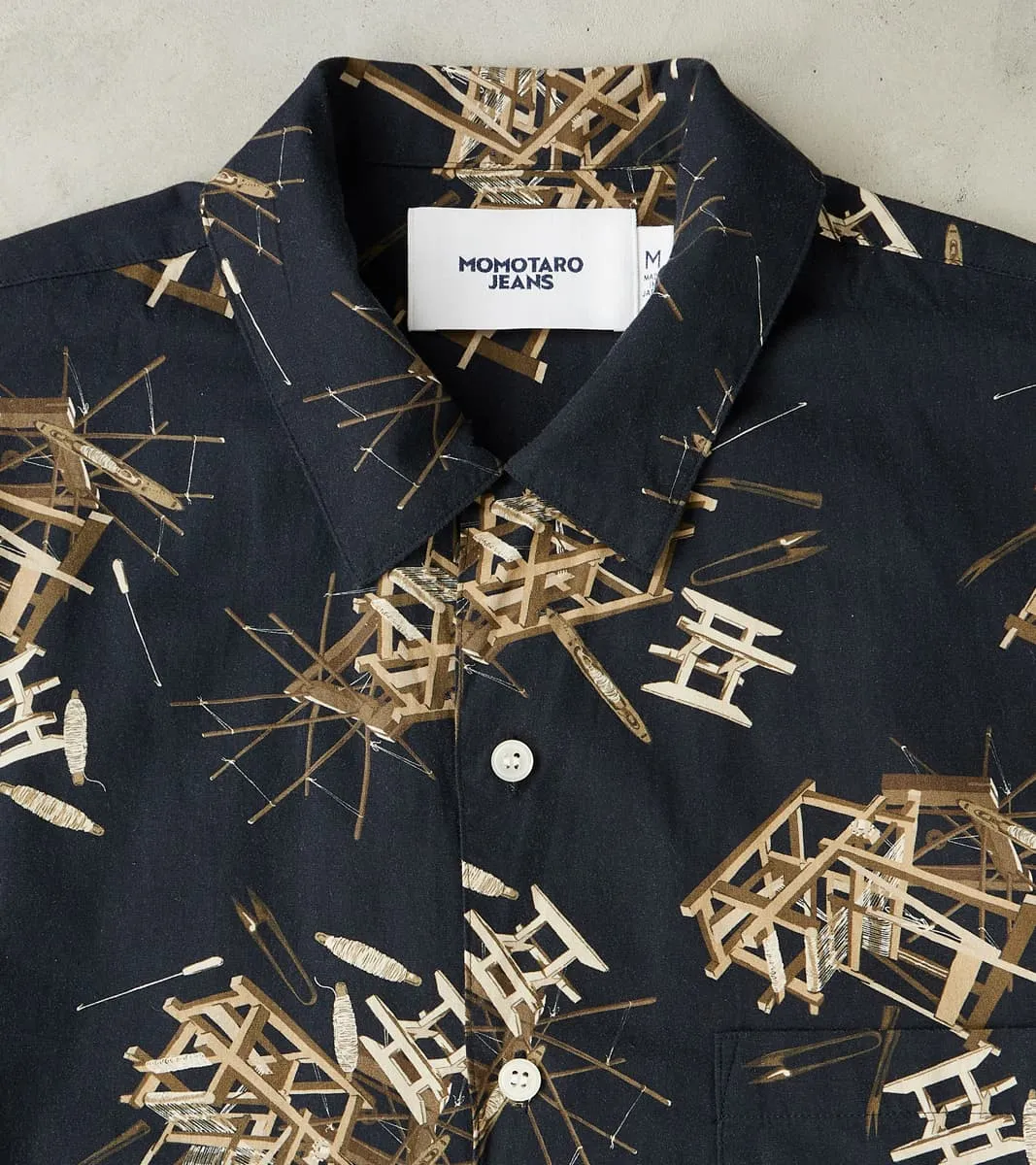 MMSS6004 - Cotton/Rayon Camp Shirt - Black Shuttle Loom Print sold by Division Road product image thumbnail 4
