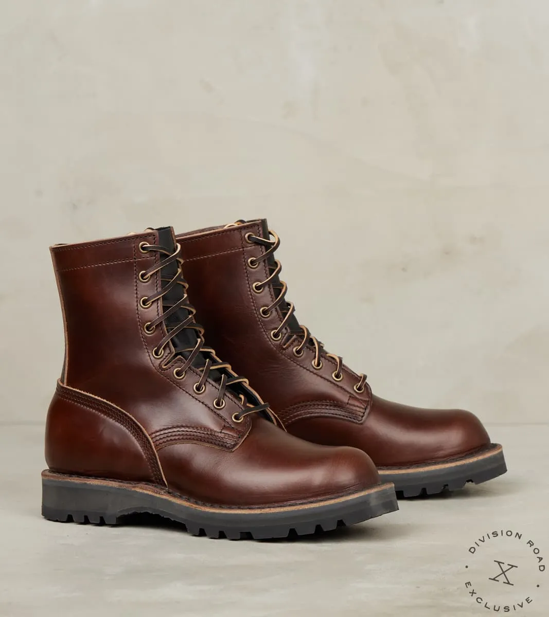 Woodland Jump Boot - HNW - Vibram Sierra - Horween Brown CXL sold by Division Road
